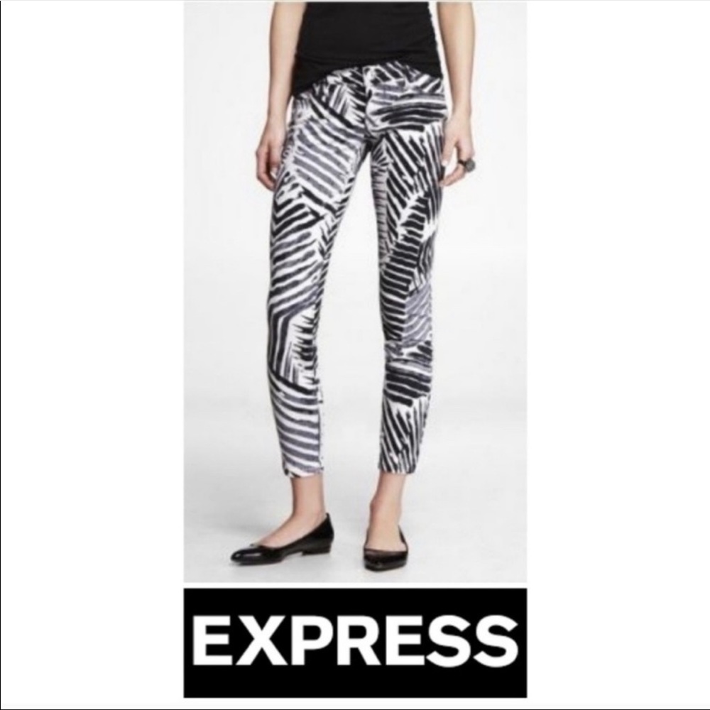 Express Stella Ankle Low Rise Printed Jeans